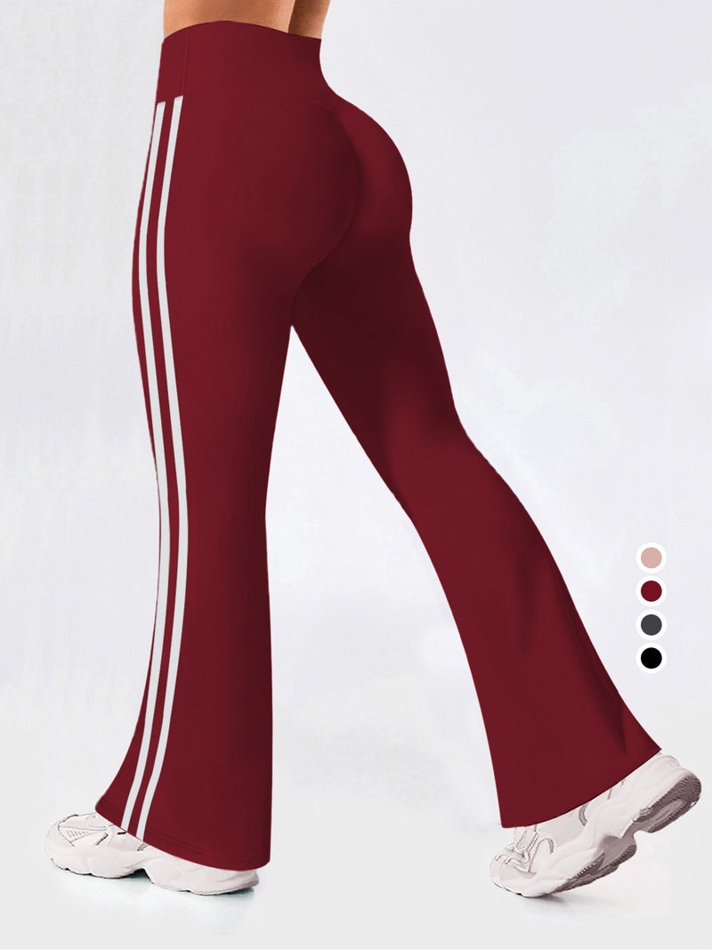 Spring And Women'S High Waist Striped Girls Hip Comfortable Naked High-Elastic Flared Pants - Image 4
